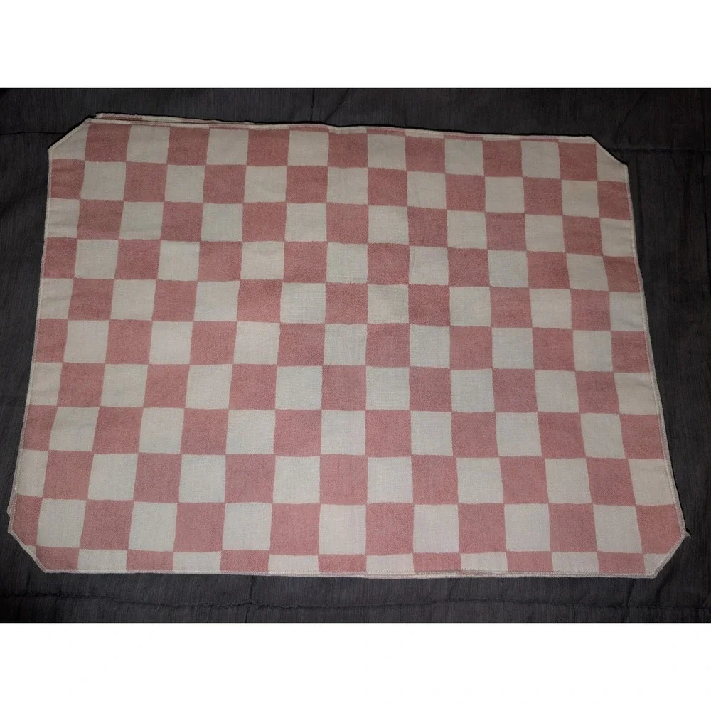 Country Farmhouse Placemats Cotton Depicting Animals w/Checkered Back Reversible